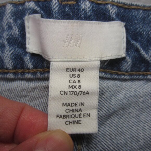 H&M Jeans Womens Size 8 Blue High Rise Wide Leg Raw Hem - Picture 3 of 13